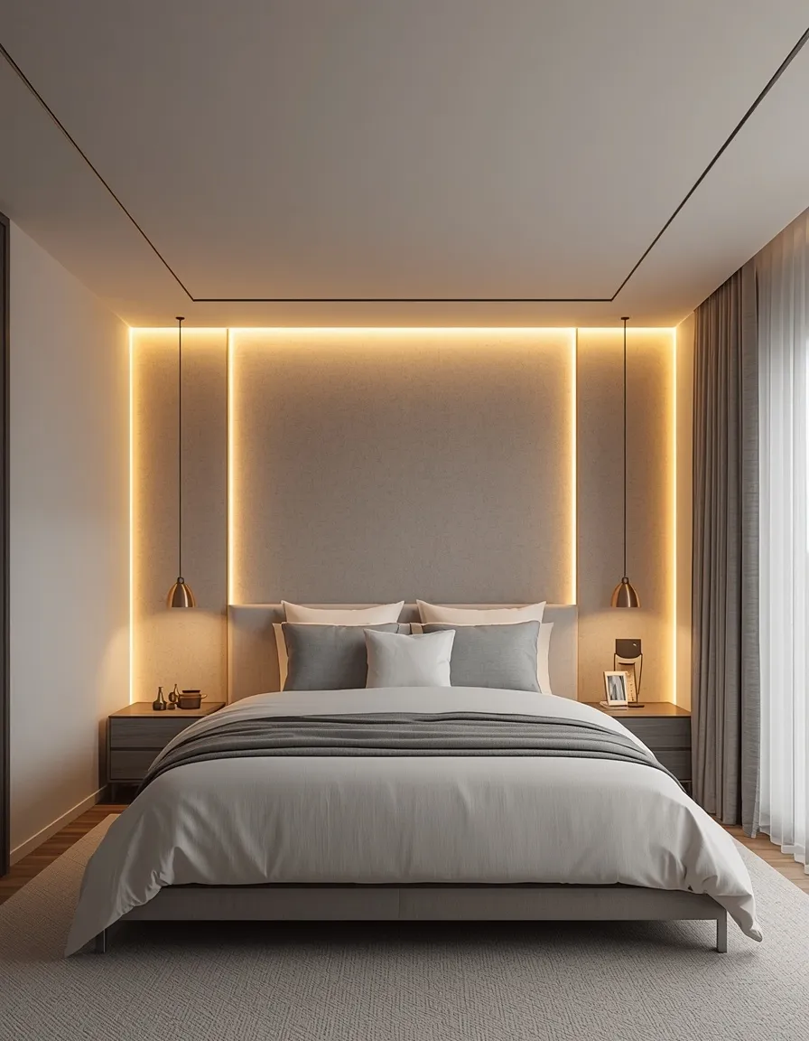 Cove-lit reverse tray ceiling bedroom