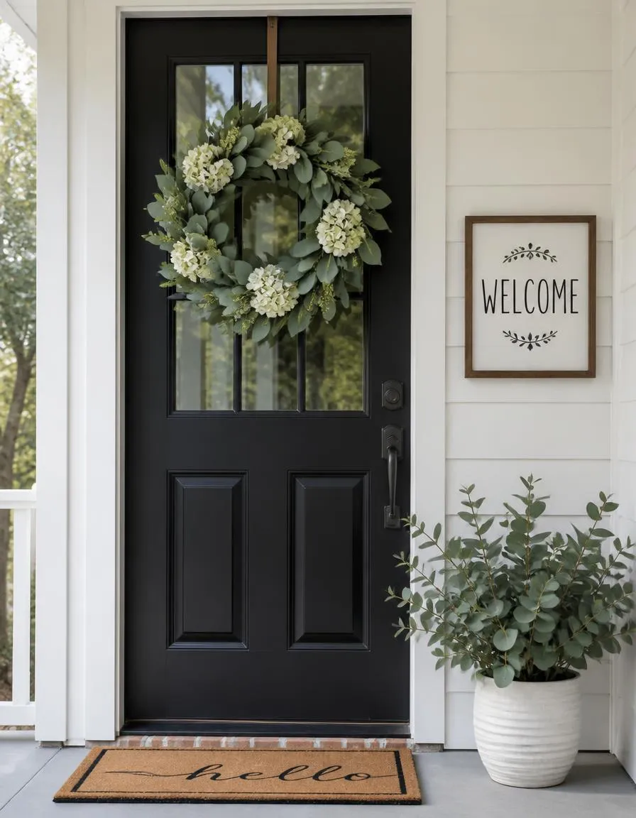 Farmhouse summer front door decor