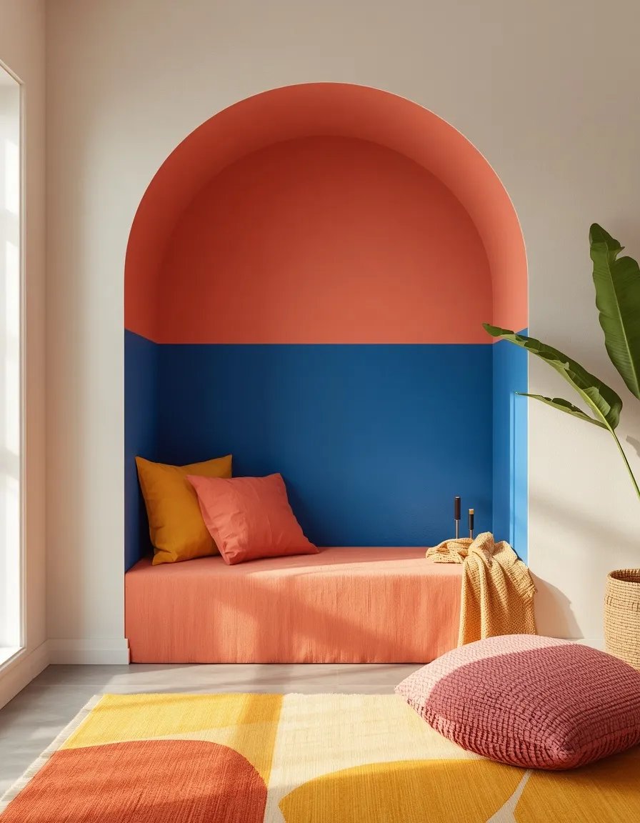 Vibrant color-block summer room scheme