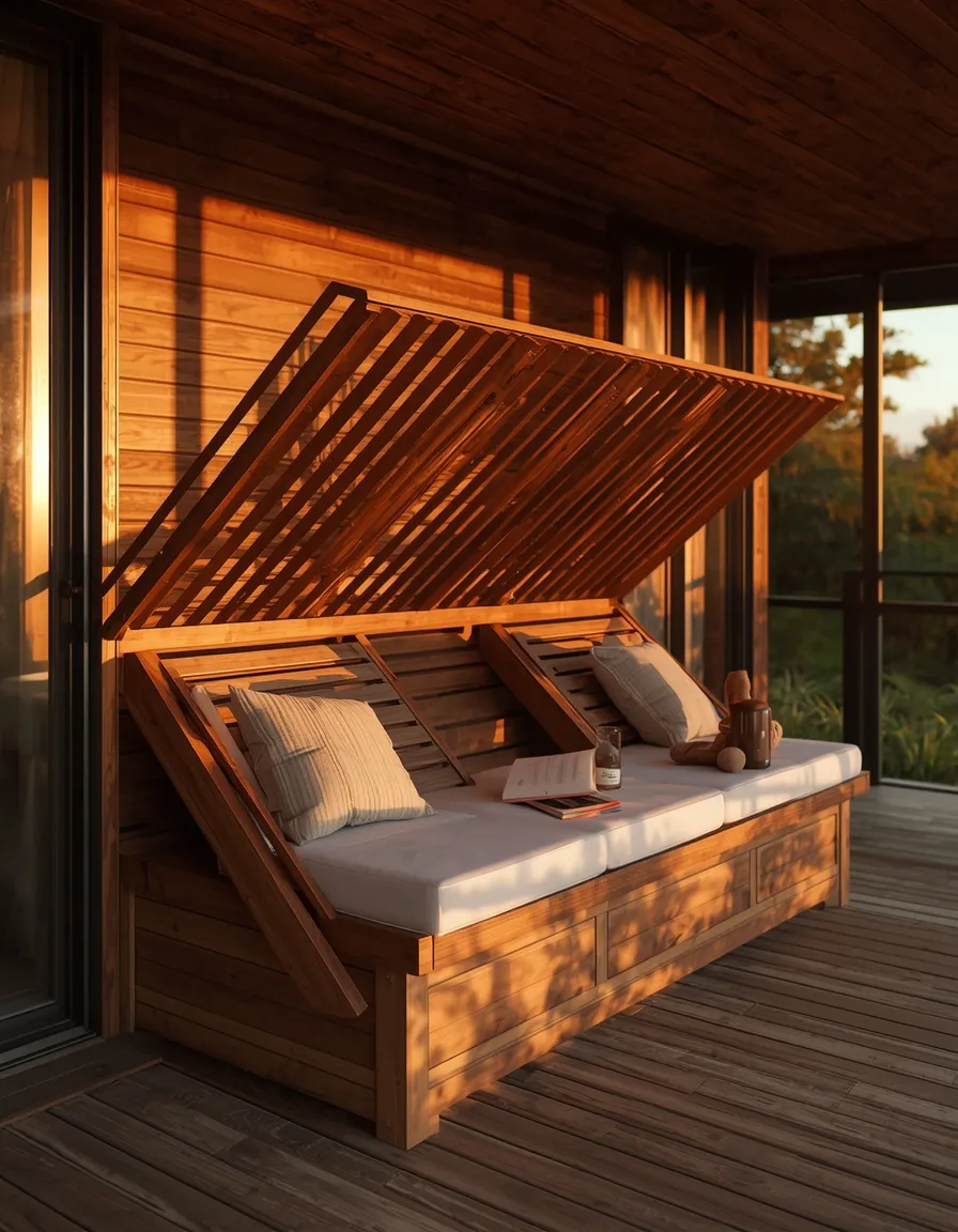 Built-in deck bench with backrest