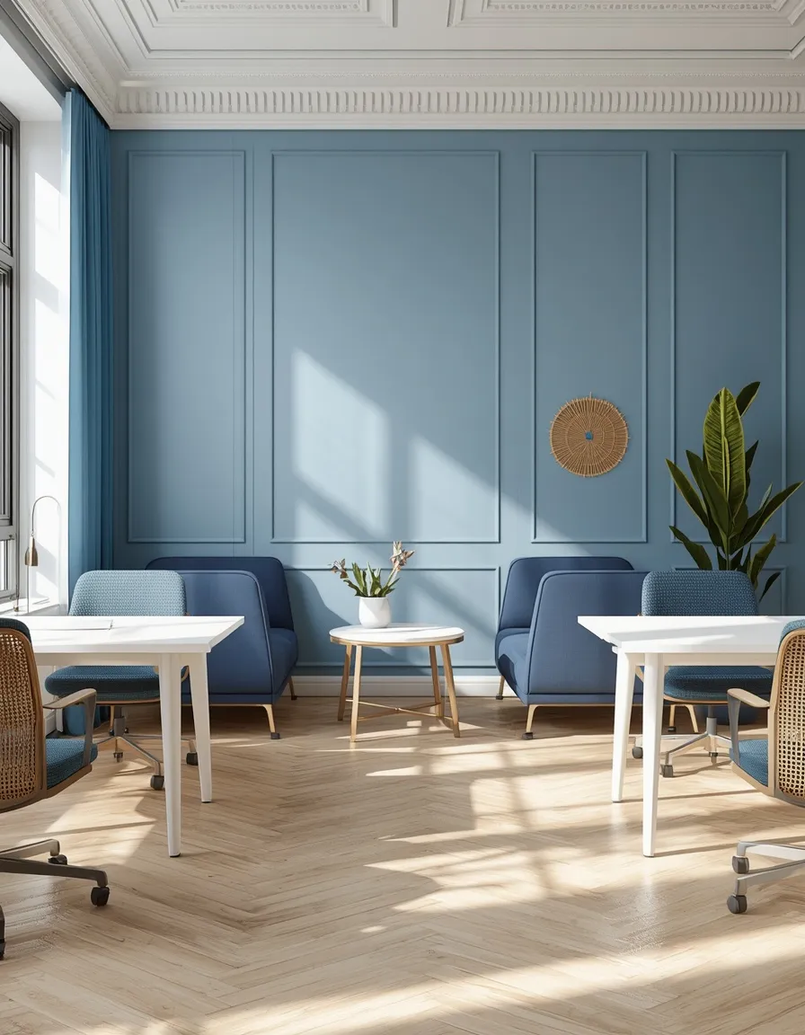 Calming blue corporate office design