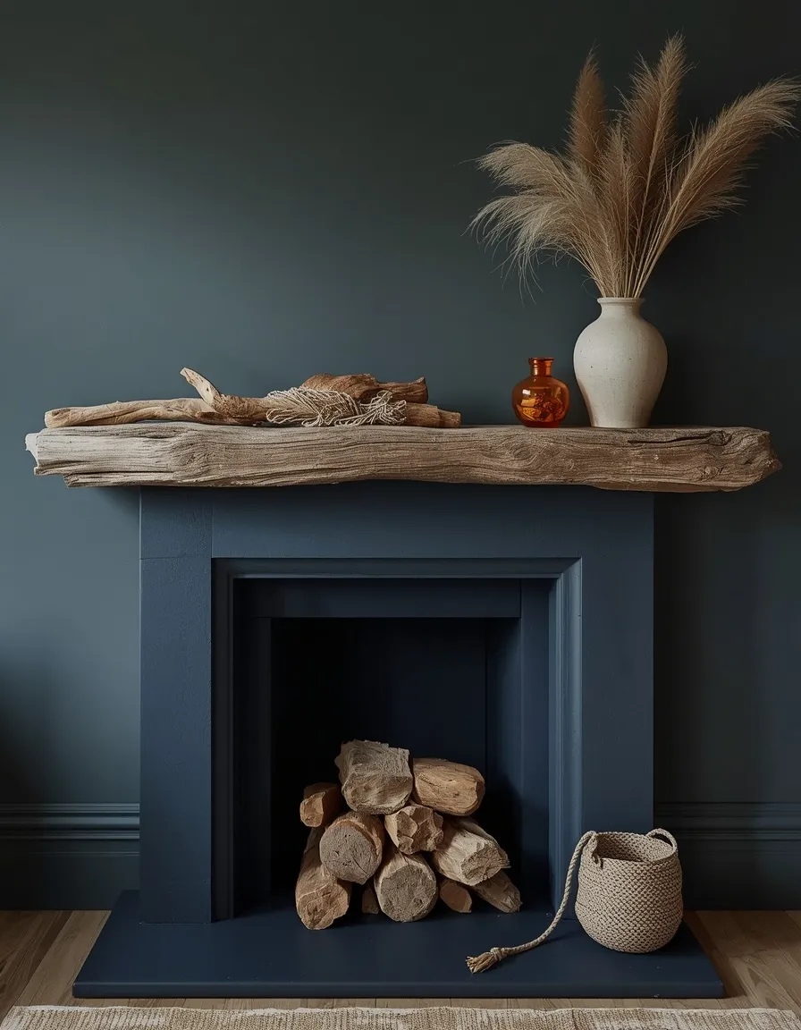 Coastal fall mantel with driftwood