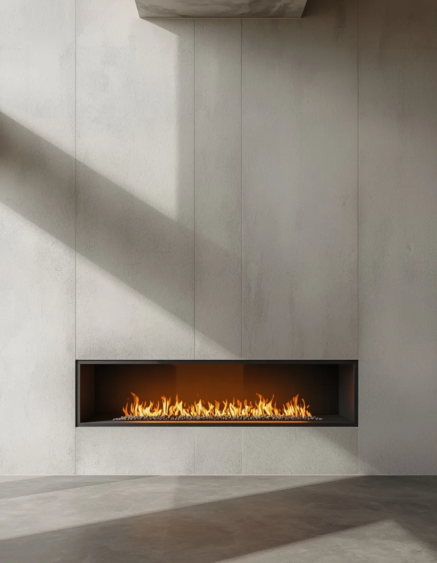 Contemporary linear two story fireplace