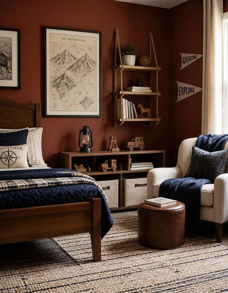 Red and black boys bedroom