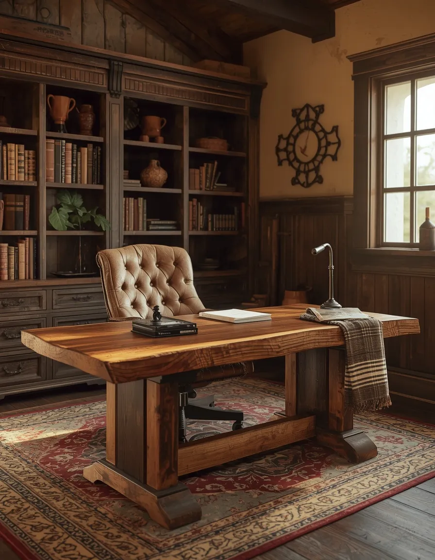 Rugged rustic wood home office