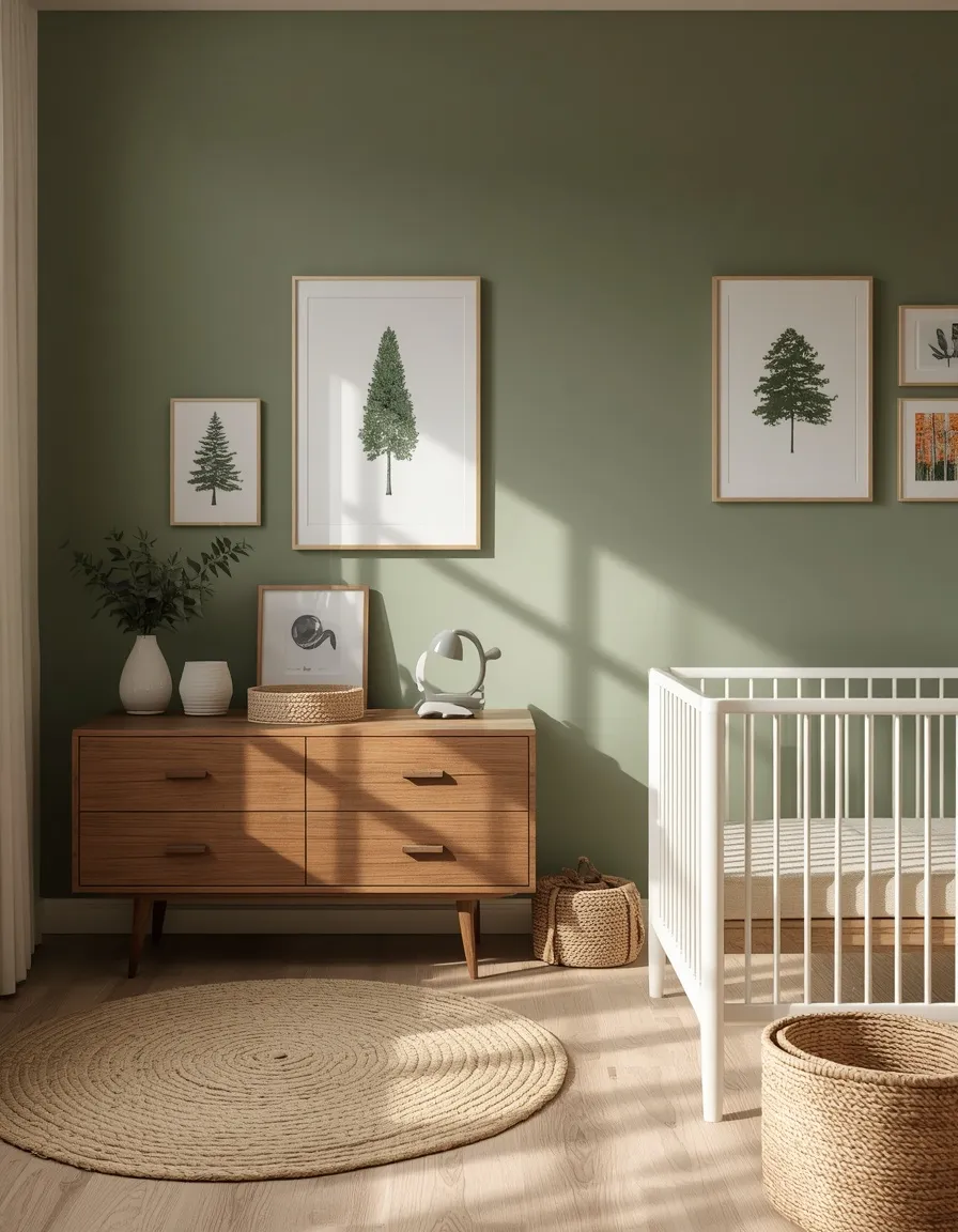 Sage green forest themed nursery