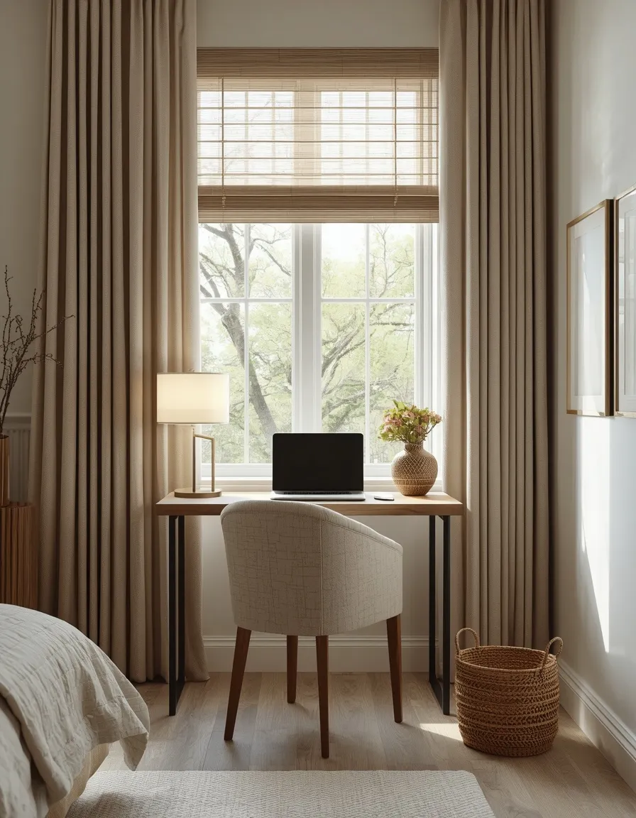 Slim desk at a bedroom window