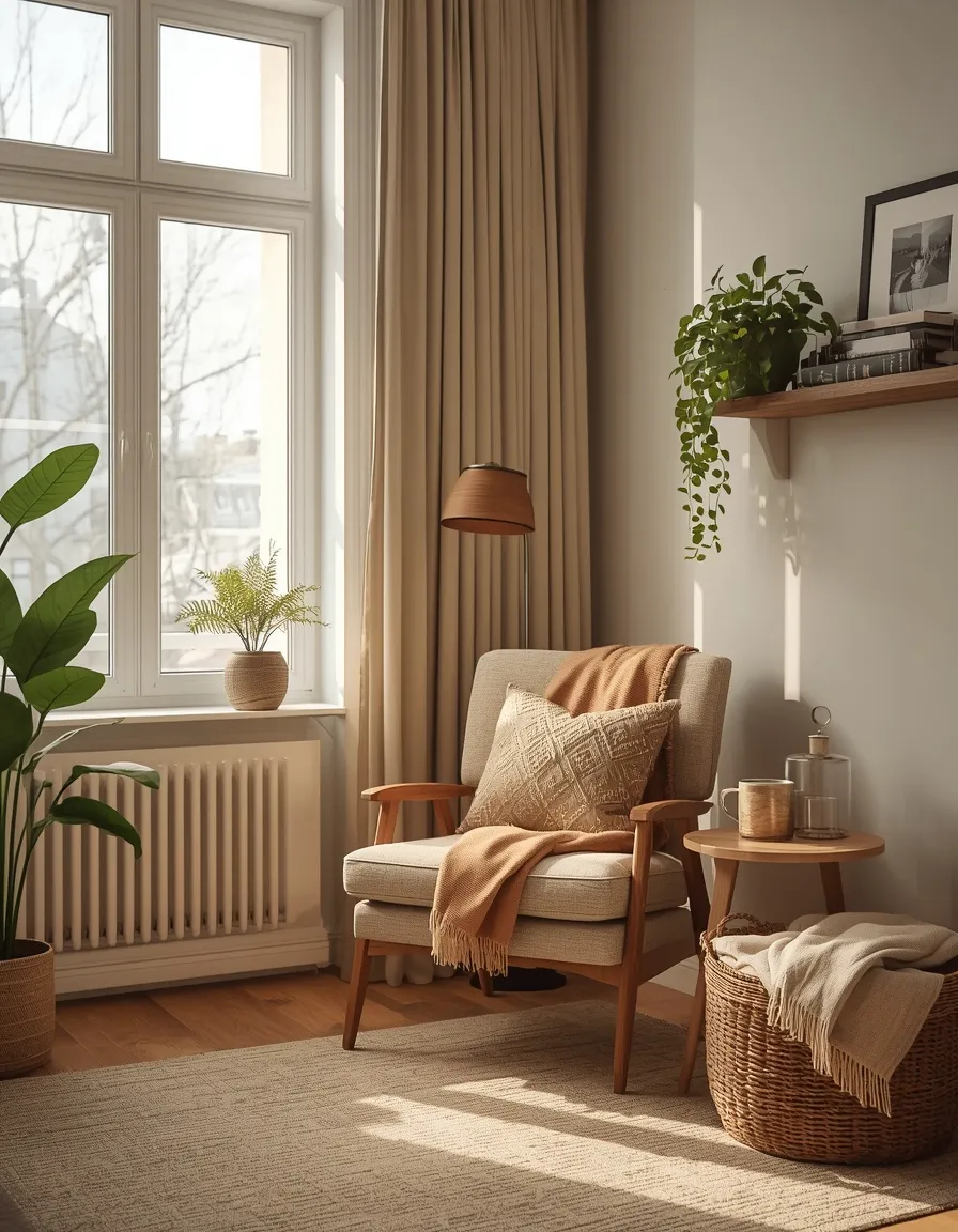 Cozy reading nook in an apartment