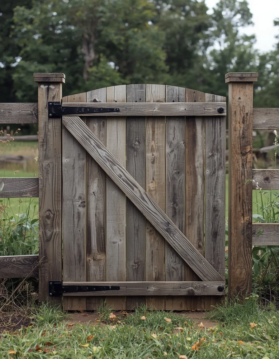 Rustic reclaimed wood garden gate
