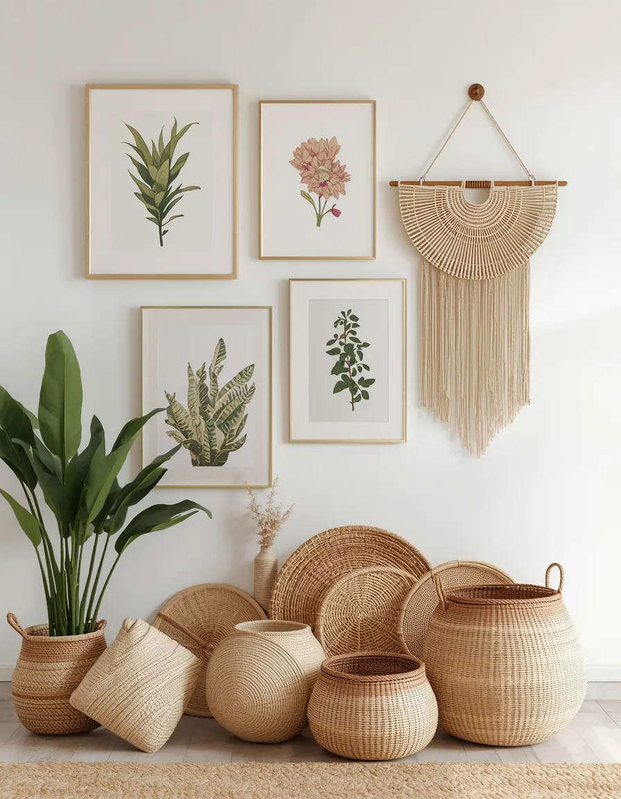 Bohemian tropical gallery wall