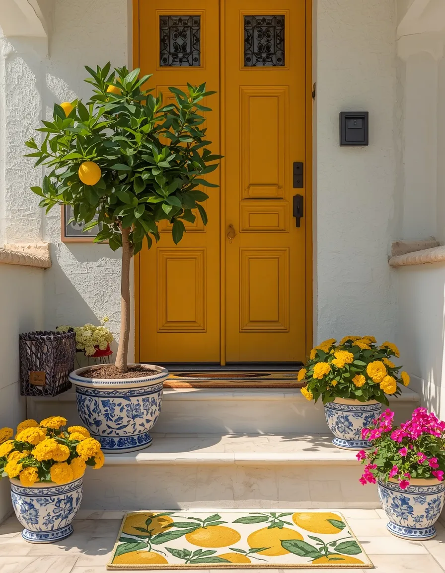 Citrus and lemon bright summer front steps