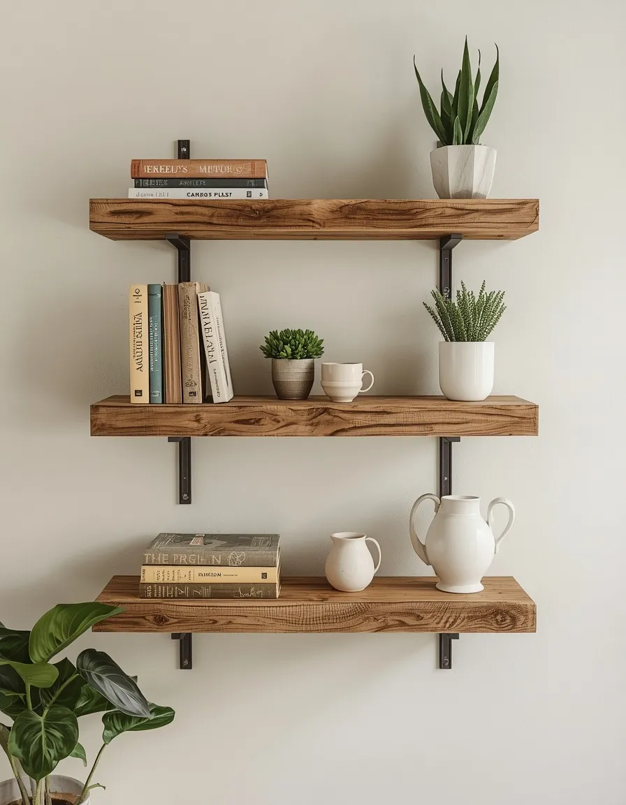 Floating pallet wall shelves