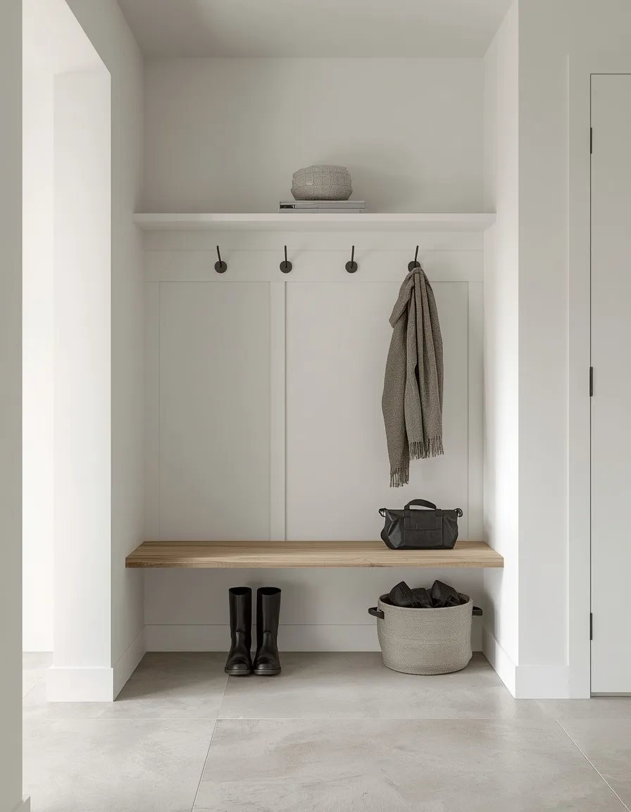 Modern floating mudroom bench