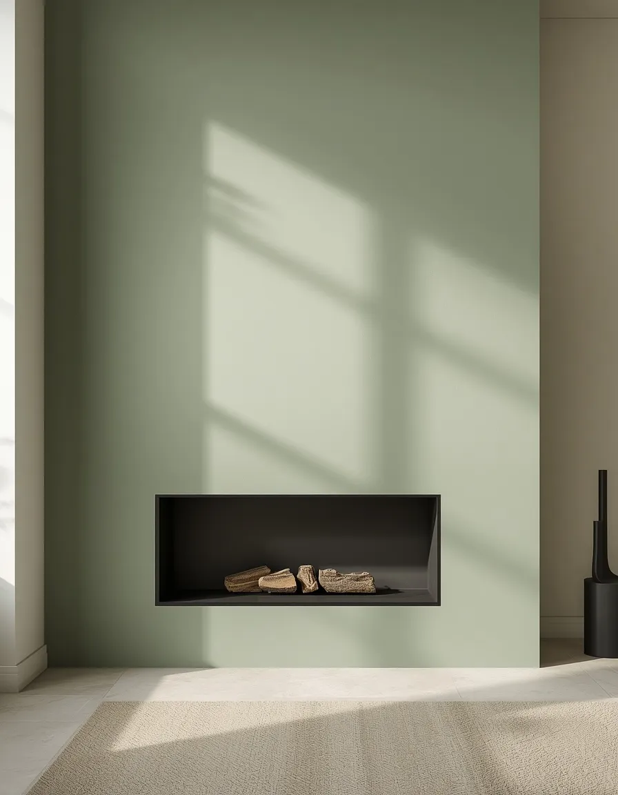 Modern minimalist sage fireplace