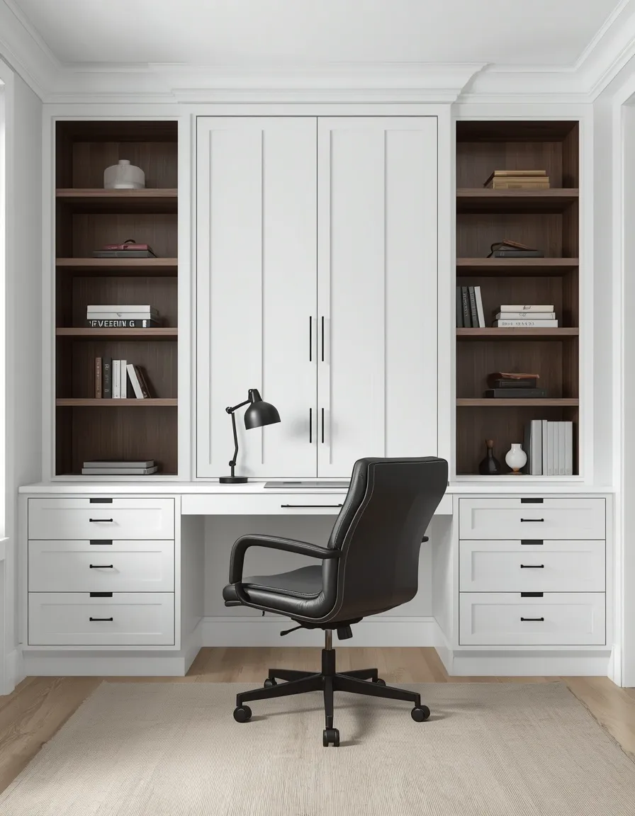 Sleek masculine white home office