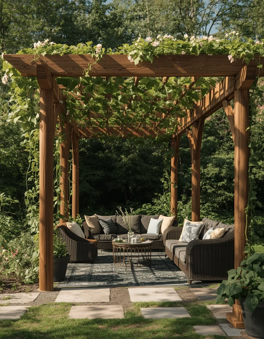 Cucumber Vines on a Pergola