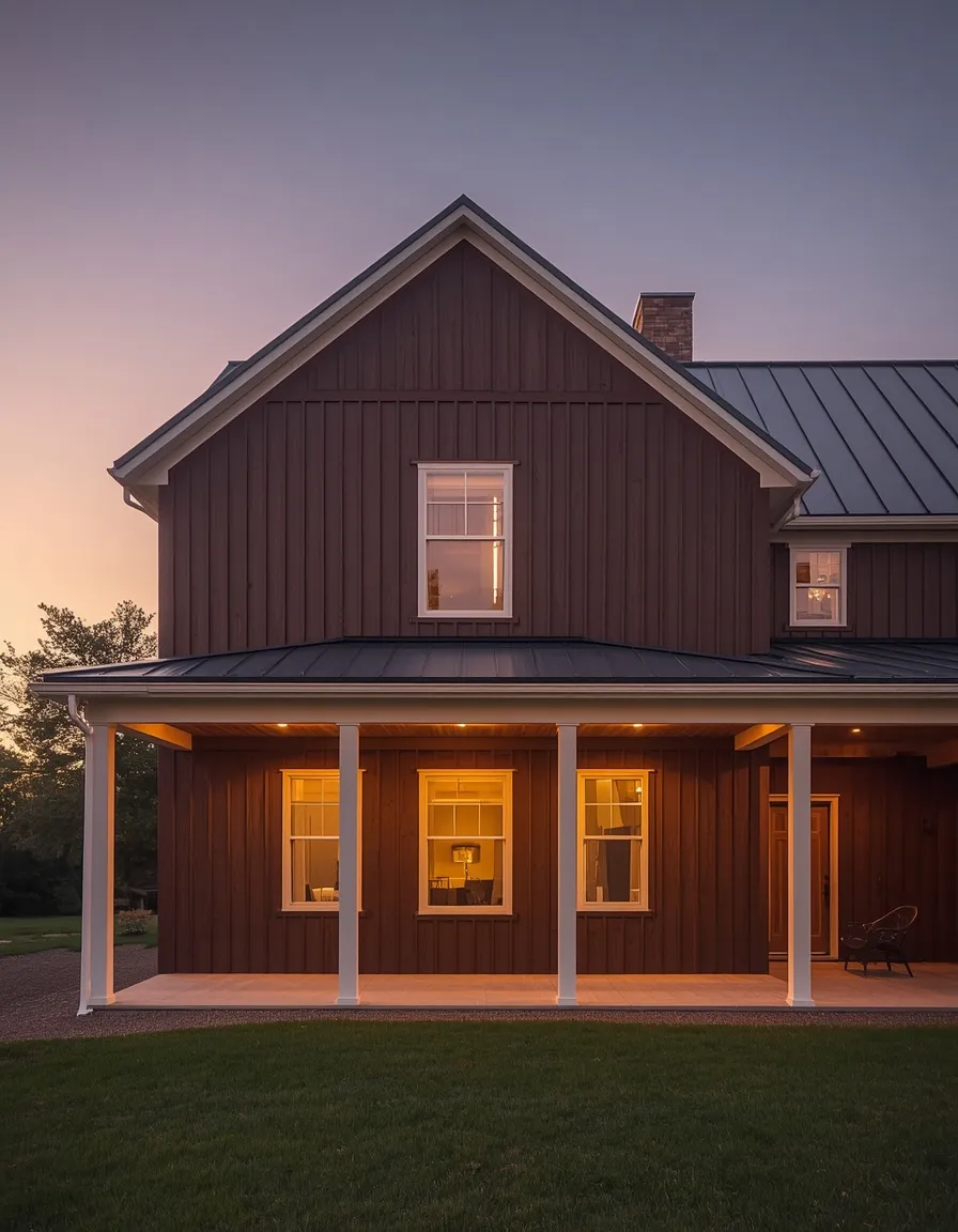 Dark brown modern farmhouse exterior