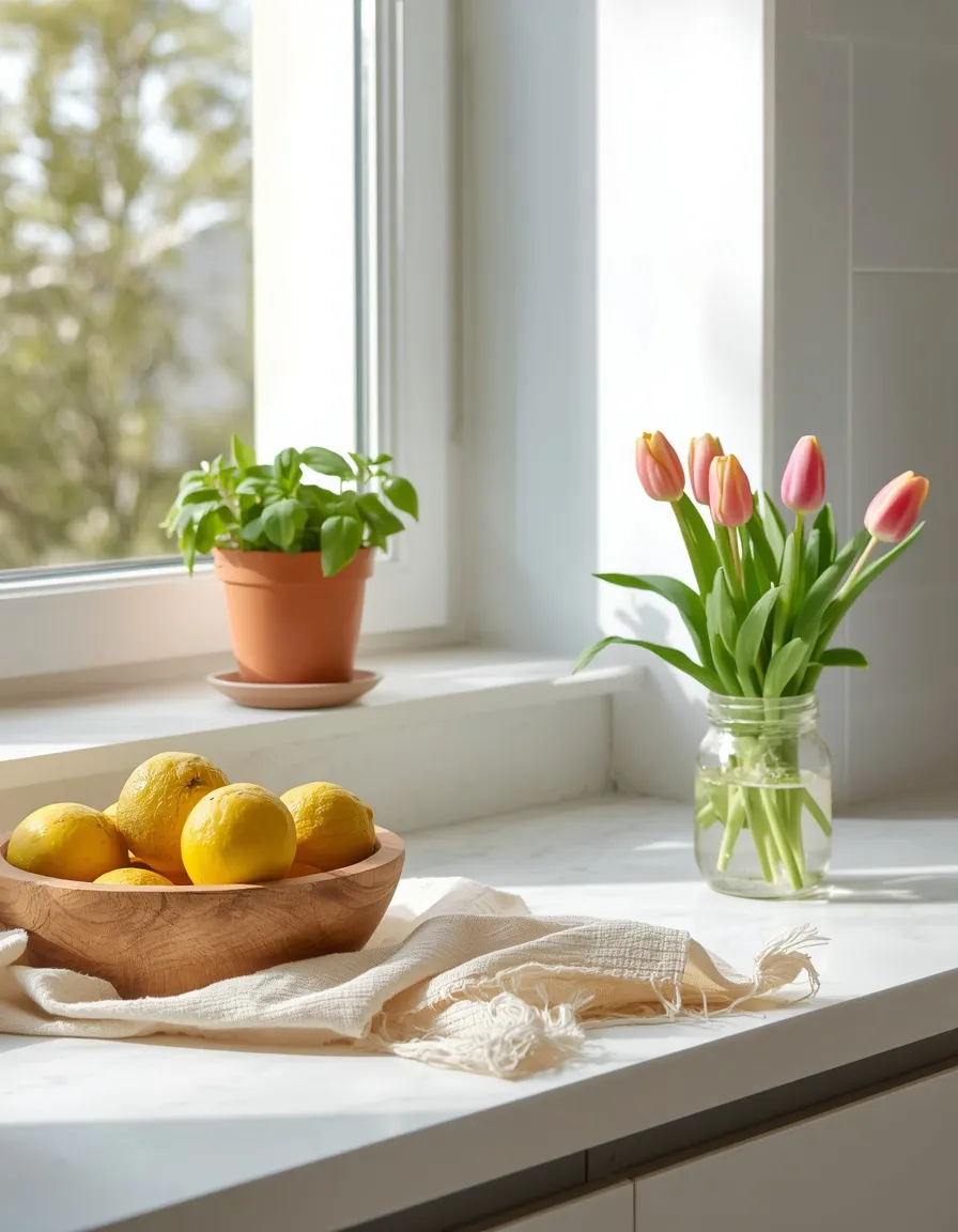 Spring styled apartment kitchen counter