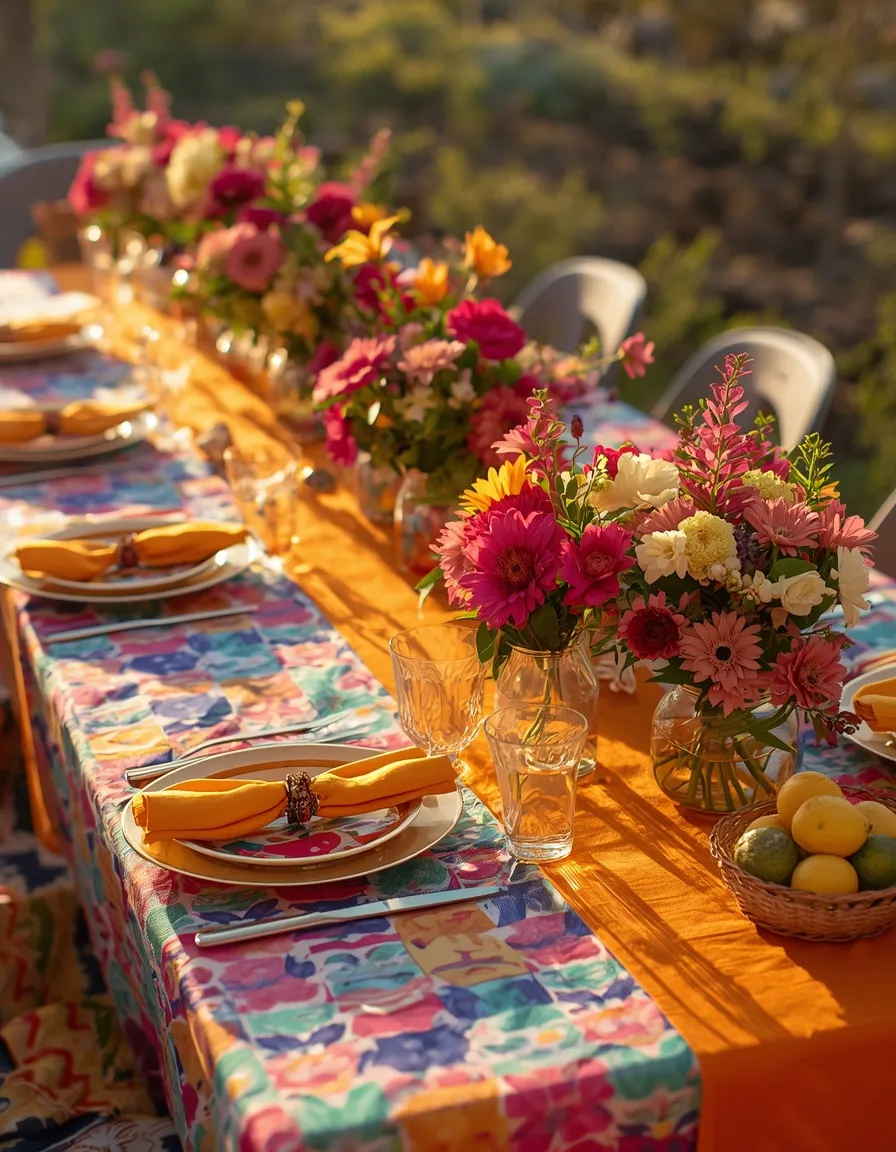 Vibrant bright summer party table