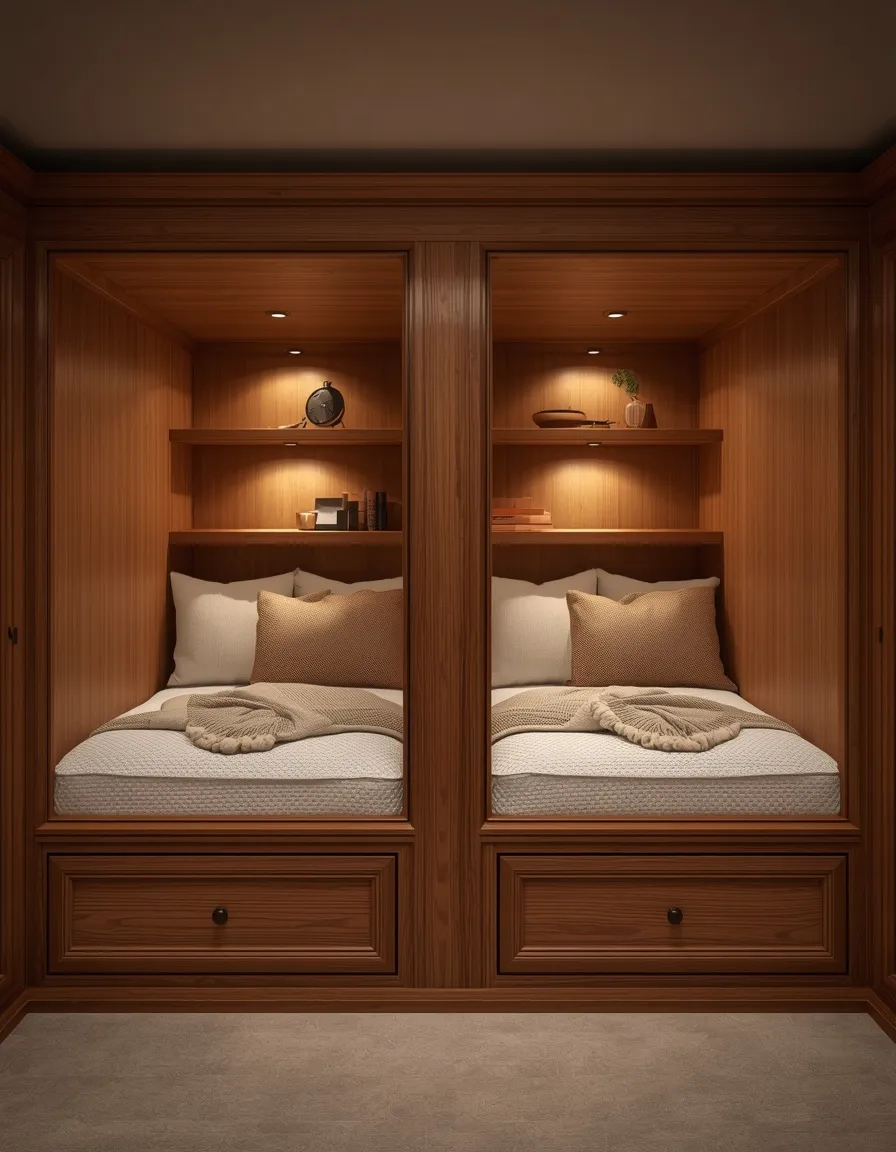 Built-in alcove beds shared room