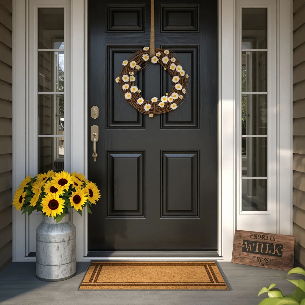 Classic farmhouse black front door