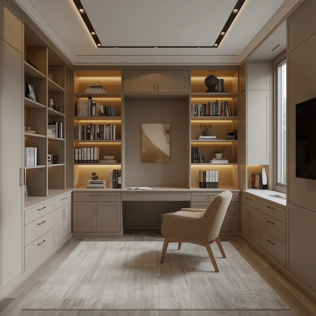 Contemporary study with built-in shelving