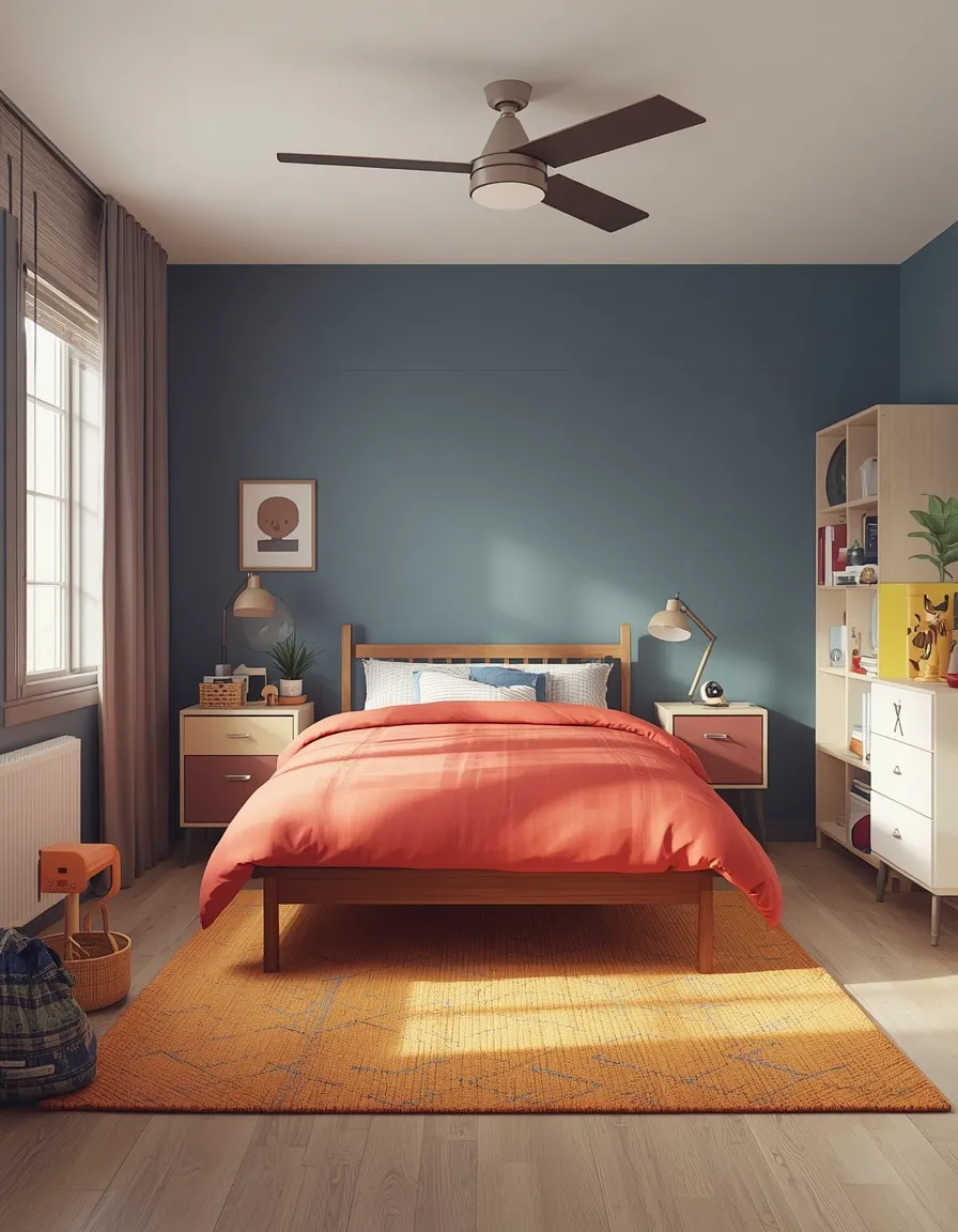 Red and blue boys bedroom