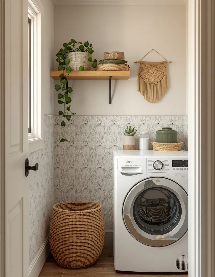 Small space boho laundry nook