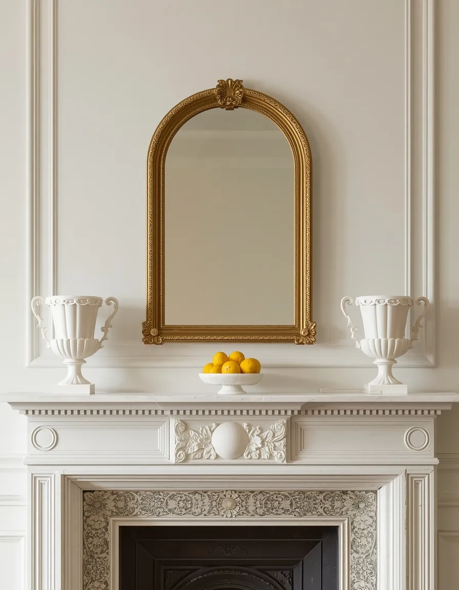 Traditional symmetrical summer mantel
