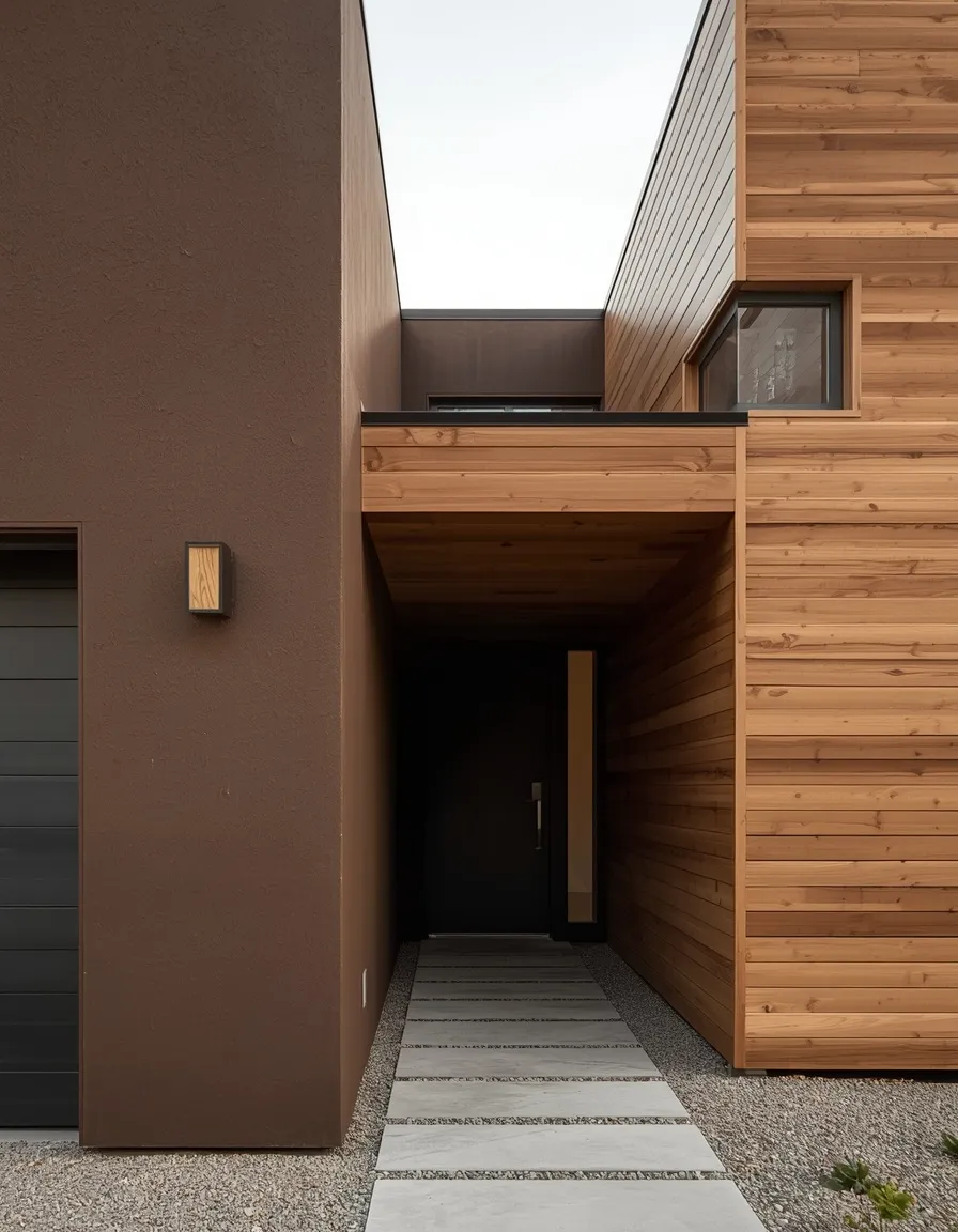 Brown house with natural cedar cladding
