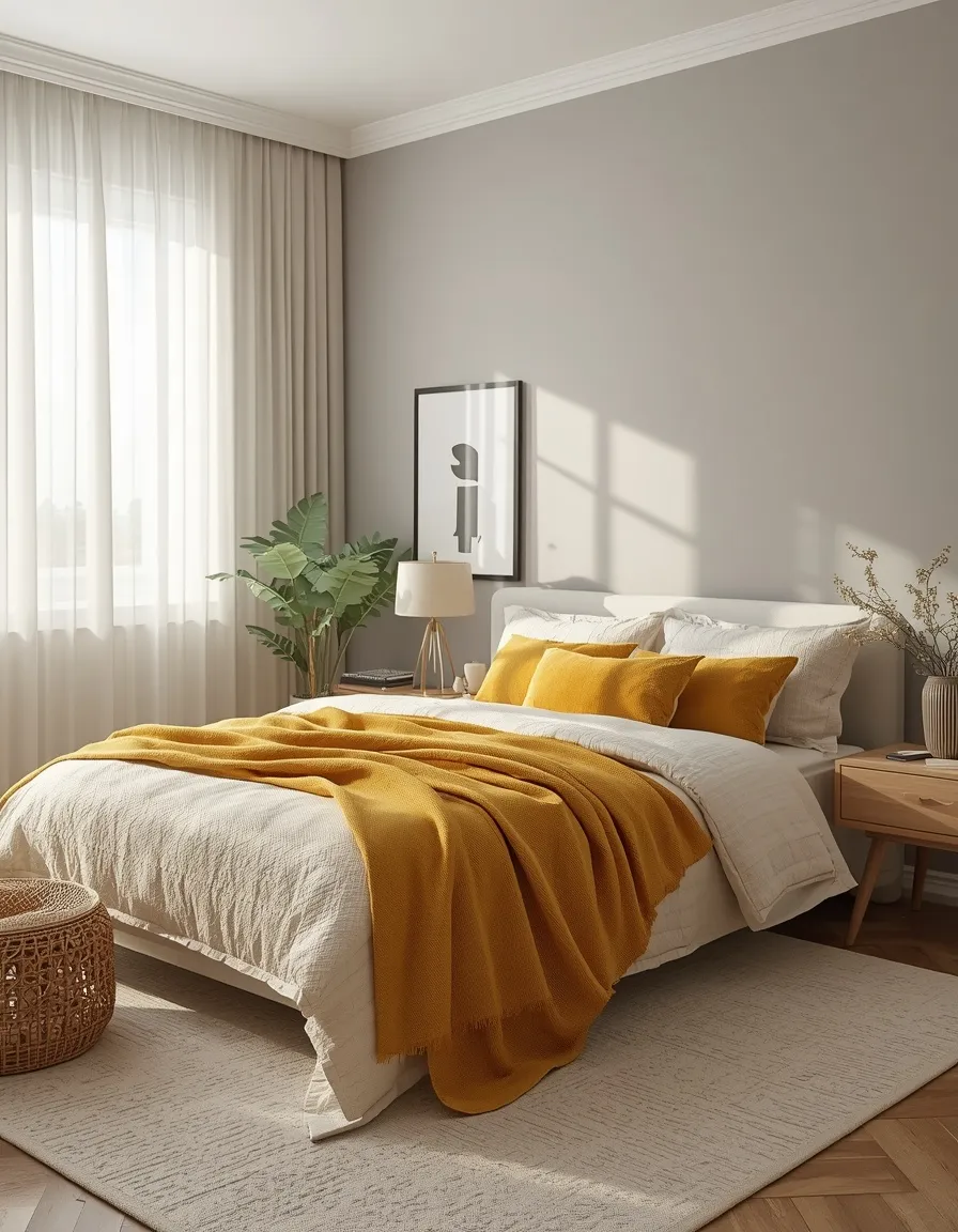 Warm Gray and Butter Yellow Bedroom Palette