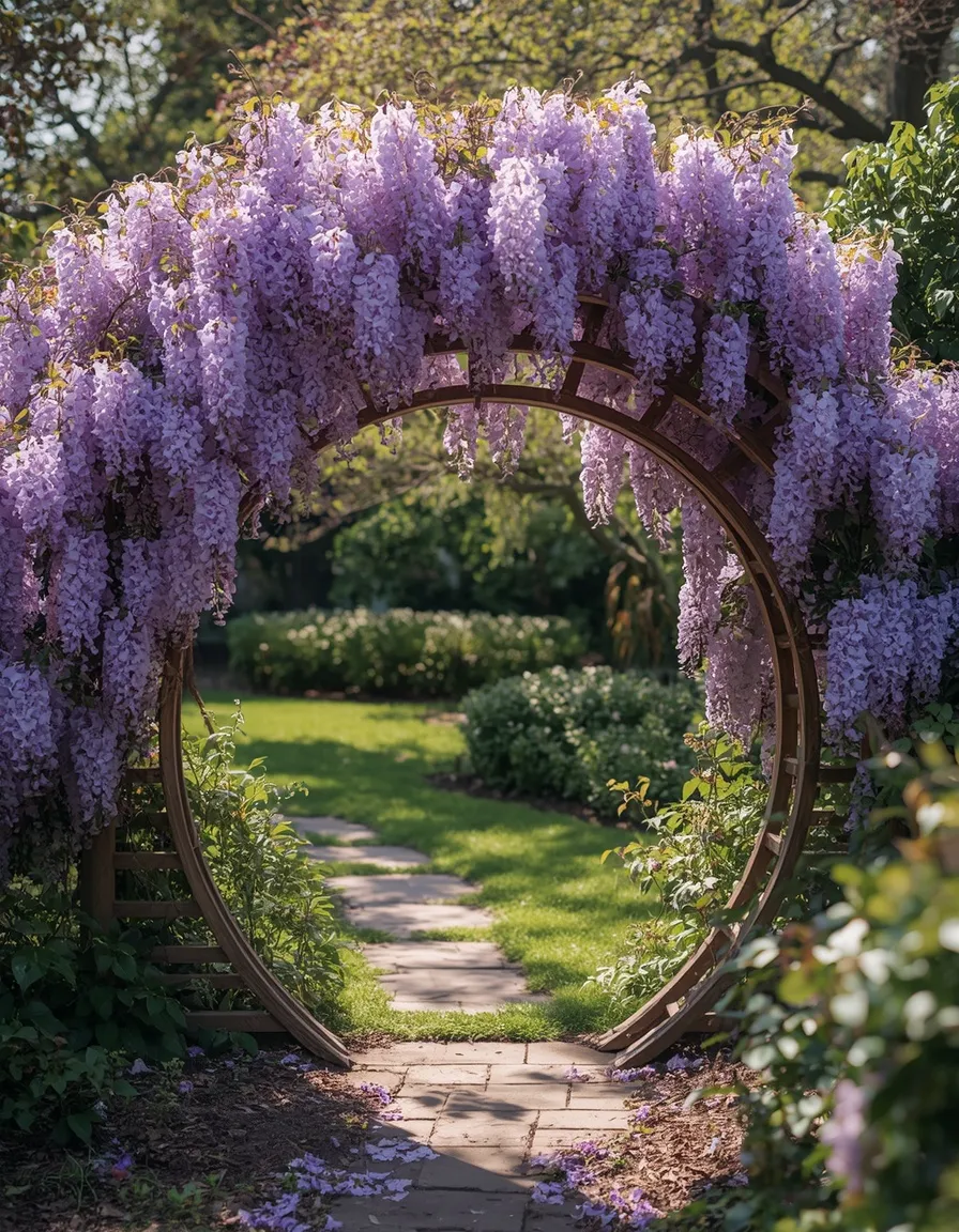 Wisteria moon gate garden trellis