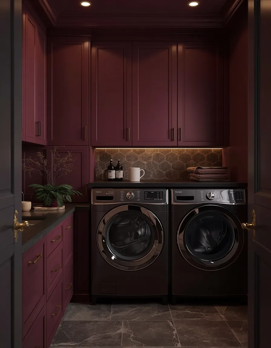 Deep plum moody laundry room