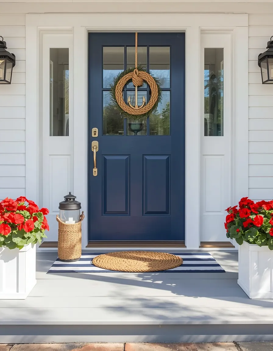 Nautical rope and stripe summer porch
