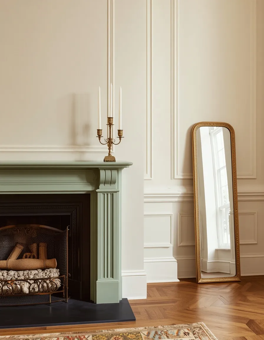 Sage and cream traditional fireplace
