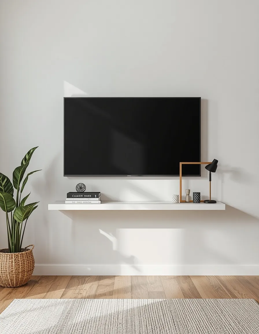 Summer mantel styled with a TV above