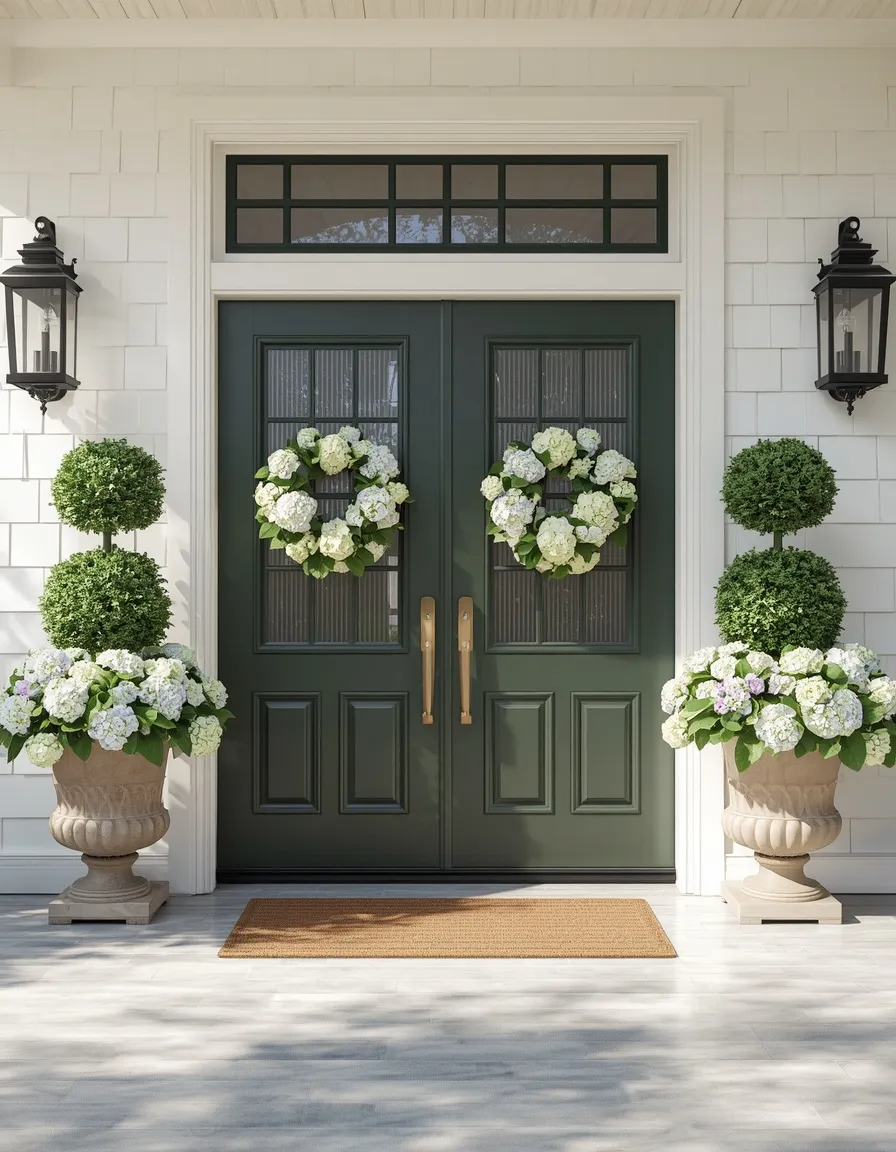 Symmetrical double-door summer display