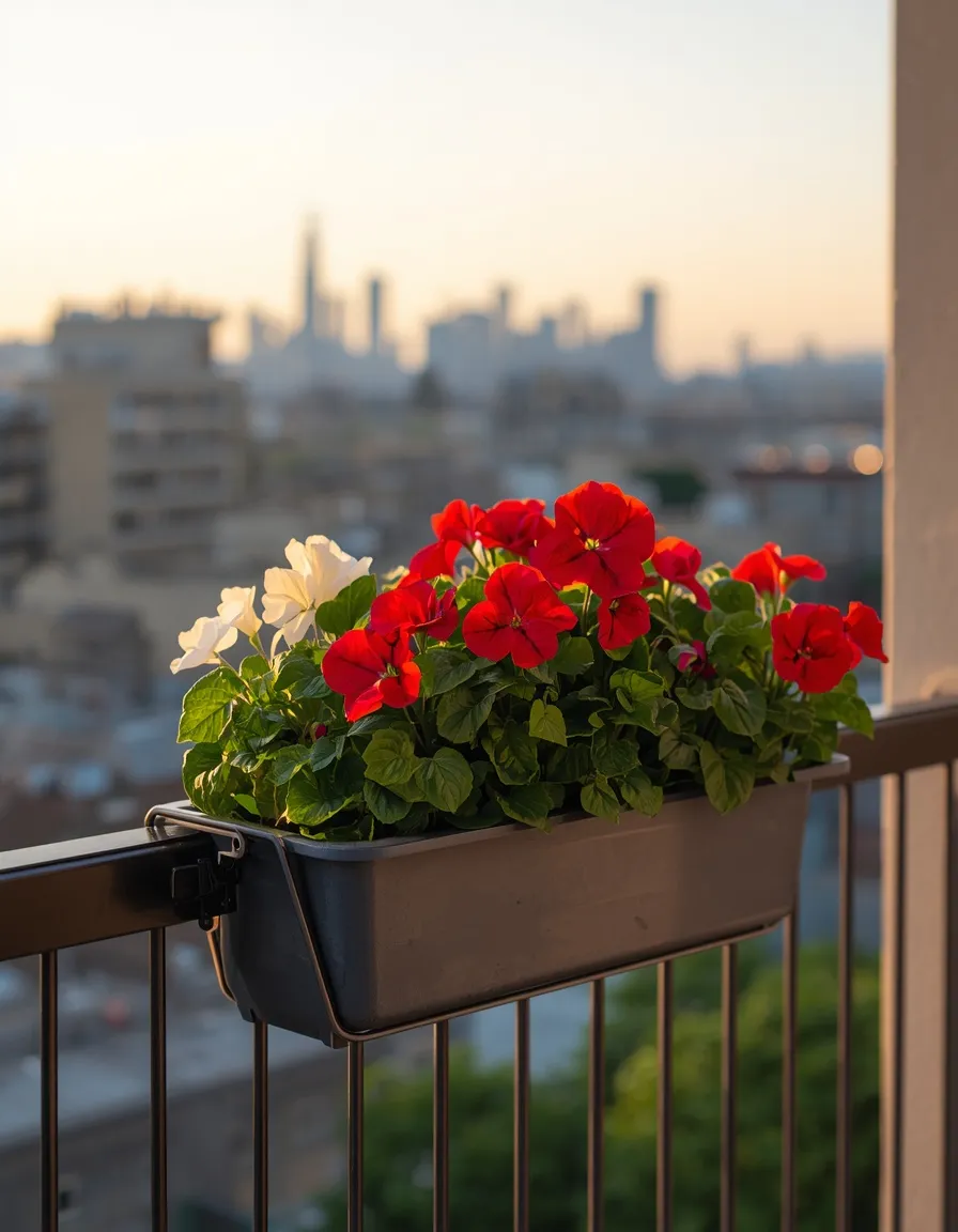 Balcony railing flower rack idea