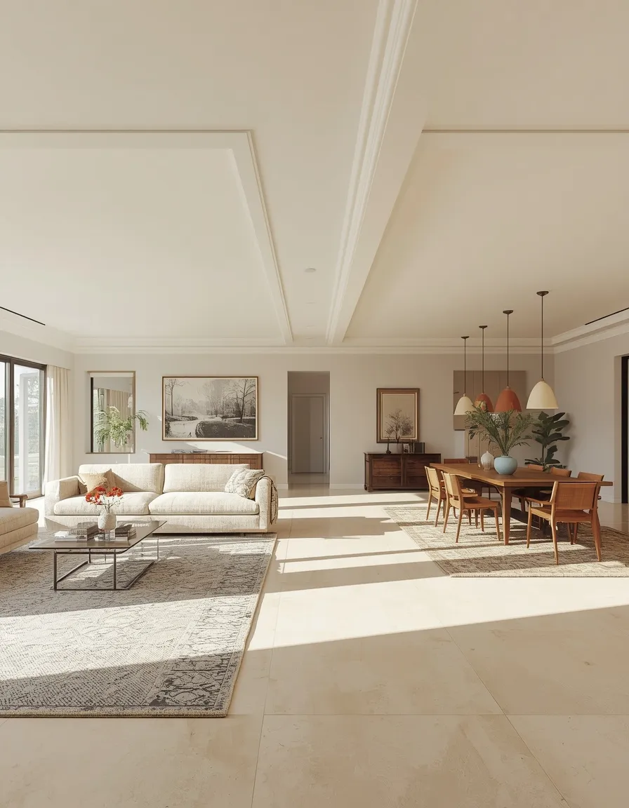Reverse tray ceilings zoning an open plan