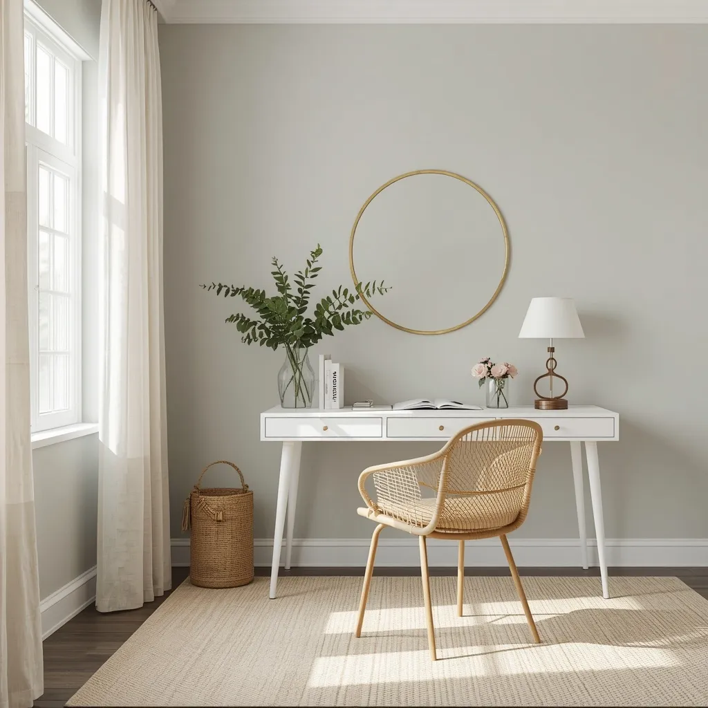 Airy feminine coastal home office