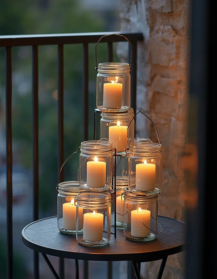 Mason jar lantern balcony lighting