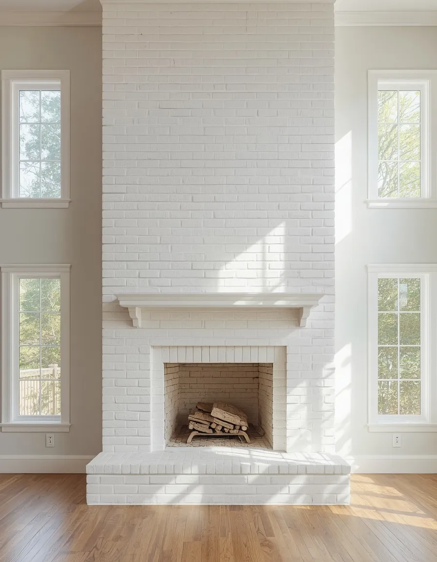 Painted brick two story fireplace