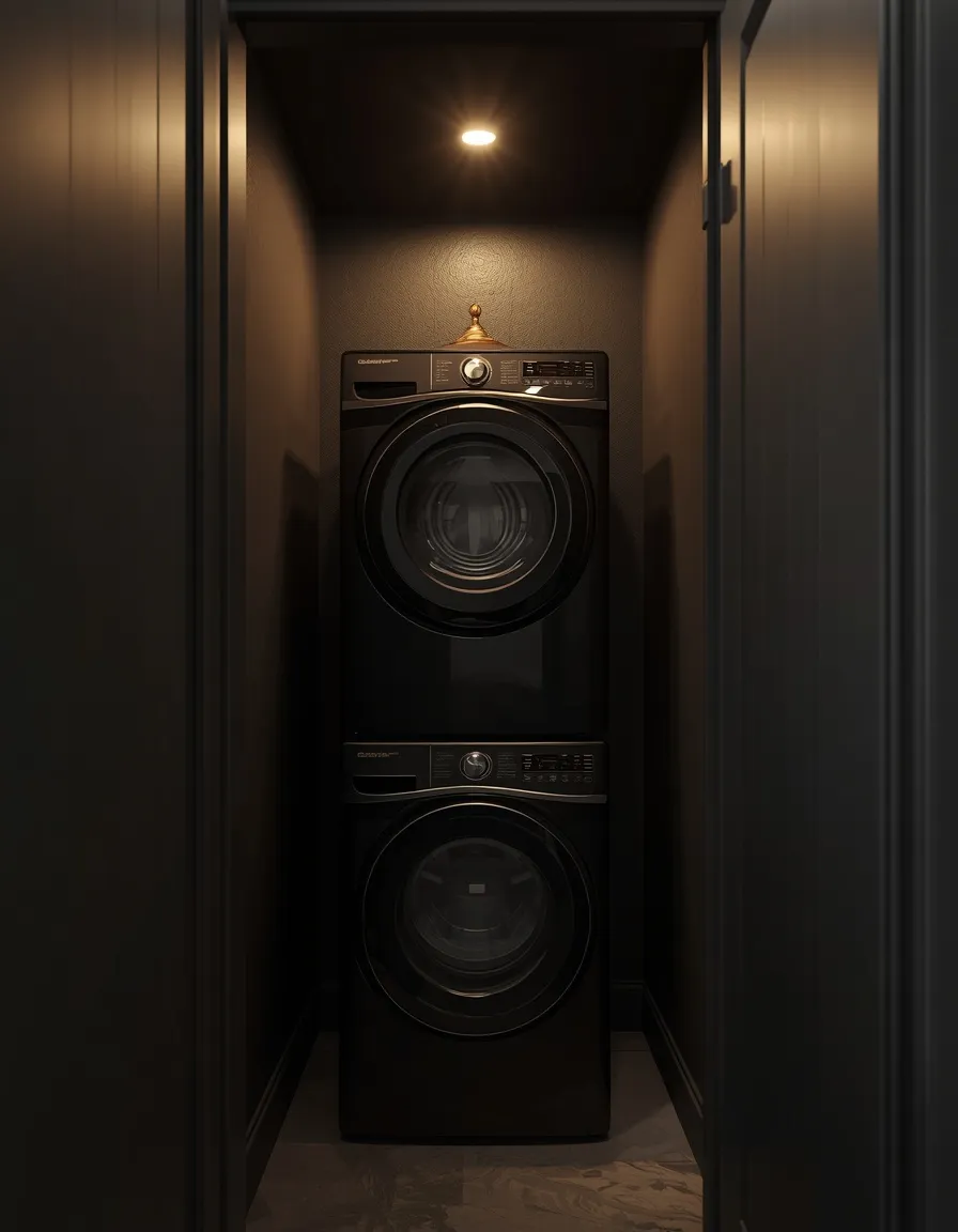Small windowless moody laundry nook