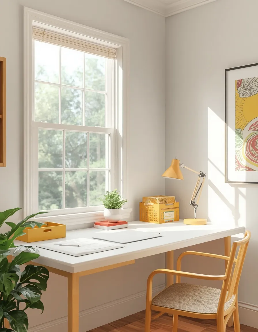 Bright sunny summer home office
