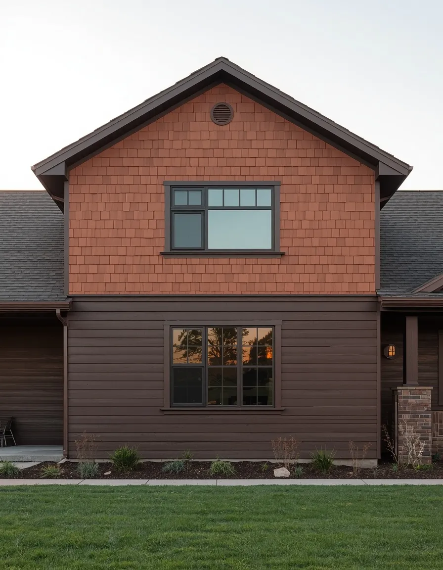 Two-tone brown house exterior