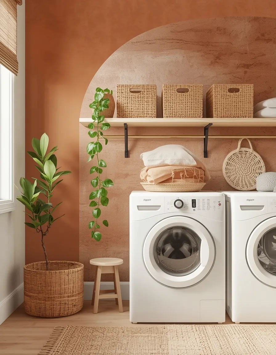 Boho wallpaper laundry room