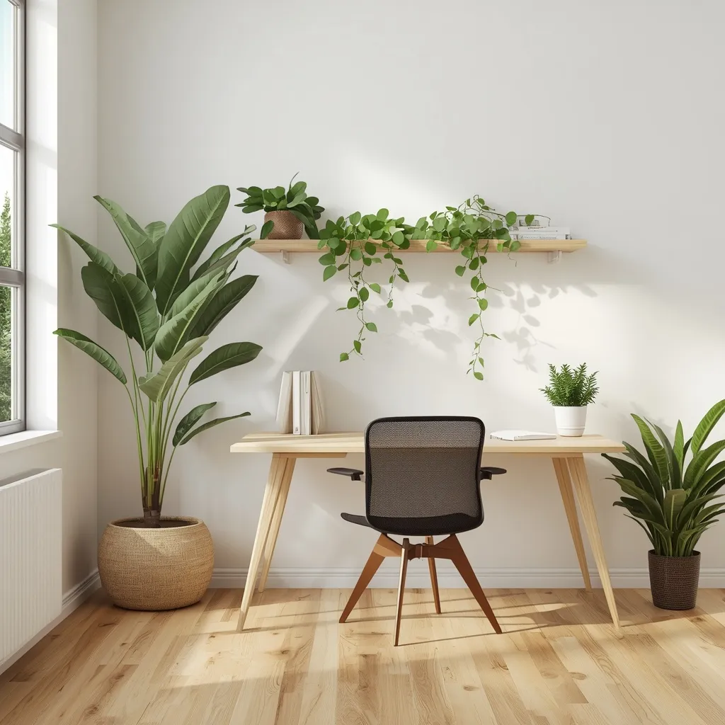 Contemporary biophilic green home office
