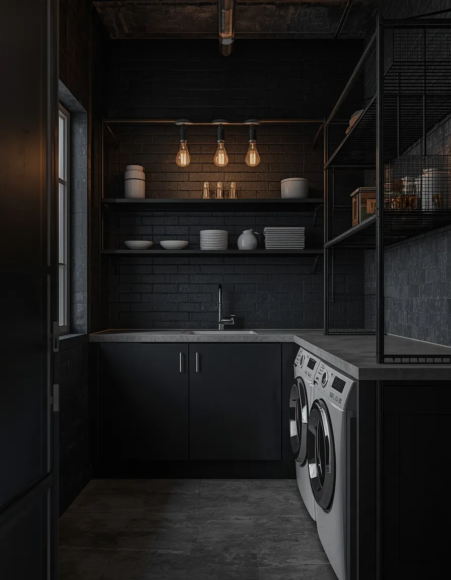Moody industrial laundry room