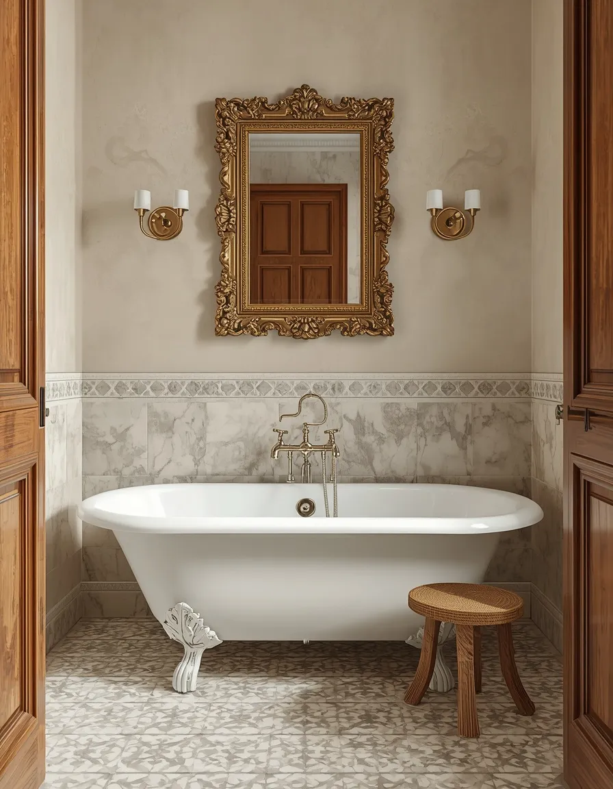 Old world bathroom with clawfoot tub