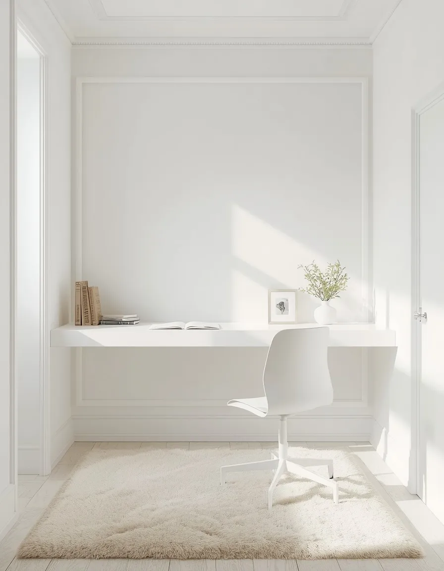 White home office with greenery and plants